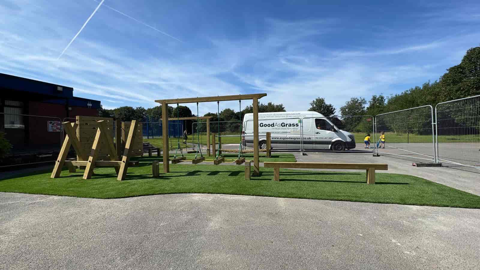 Caldera Primary School Playground Turf Installation - Vertical