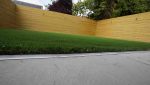Artificial grass pile and texture detail from a Fulwood residential installation