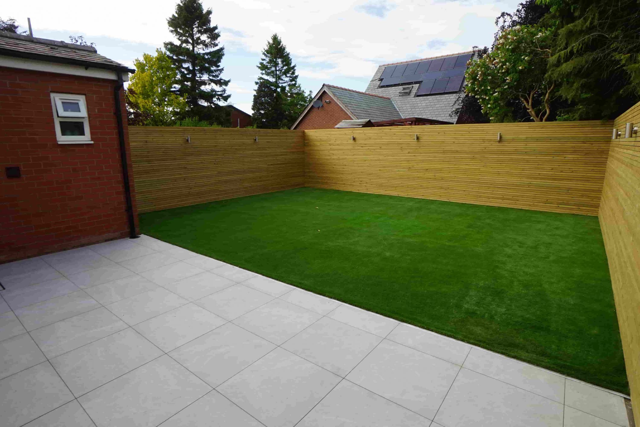 Artificial grass back garden in Fulwood, Preston with clean joins and even finish