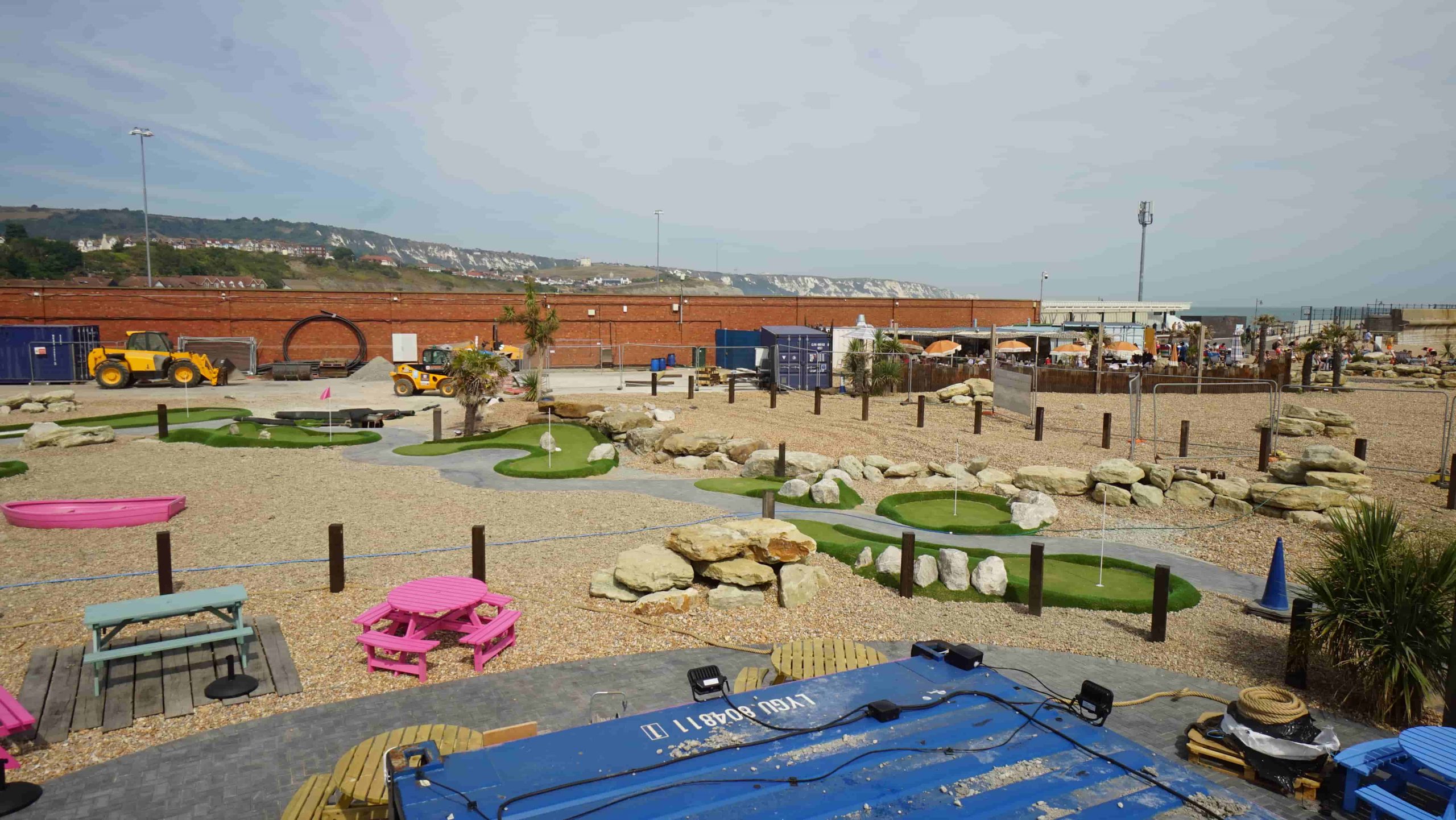 Completed artificial grass putting surface at the Folkestone mini golf course