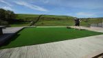 Back garden in Bacup with newly installed artificial grass for a clean, low-maintenance finish.
