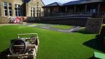 Artificial grass road safety play track installed in a Durham school playground