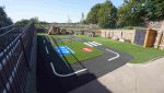 Playcare Extreme artificial grass surface with road markings and crossings