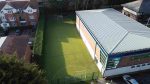 Artificial grass football pitch at Wilmslow Preparatory School sports hall viewed from above